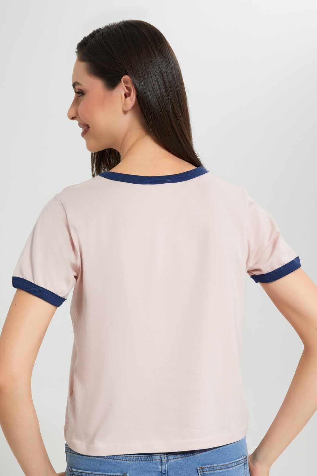 Redtag-Pale-Pink-Lola-Bunny-Ringer-T-Shirt-Category:T-Shirts,-Colour:Apricot,-Deals:New-In,-Filter:Women's-Clothing,-New-In-Women-APL,-Non-Sale,-Section:Women,-W22A,-Women-T-Shirts-Women's-