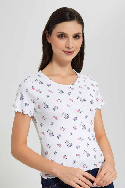 Redtag-Assorted-Floral-Allover-Print-Cropped-T-Shirt-Category:T-Shirts,-Colour:Assorted,-Deals:New-In,-Filter:Women's-Clothing,-New-In-Women-APL,-Non-Sale,-Section:Women,-W22A,-Women-T-Shirts-Women's-