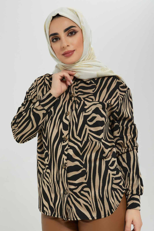 Redtag-Pinted-Collared-Knittted-Jaquard-Shirt-Category:Blouses,-Colour:Assorted,-Deals:New-In,-Filter:Women's-Clothing,-LMC,-Modest,-New-In-Women-APL,-Non-Sale,-Section:Women,-W22B,-Women-Blouses--