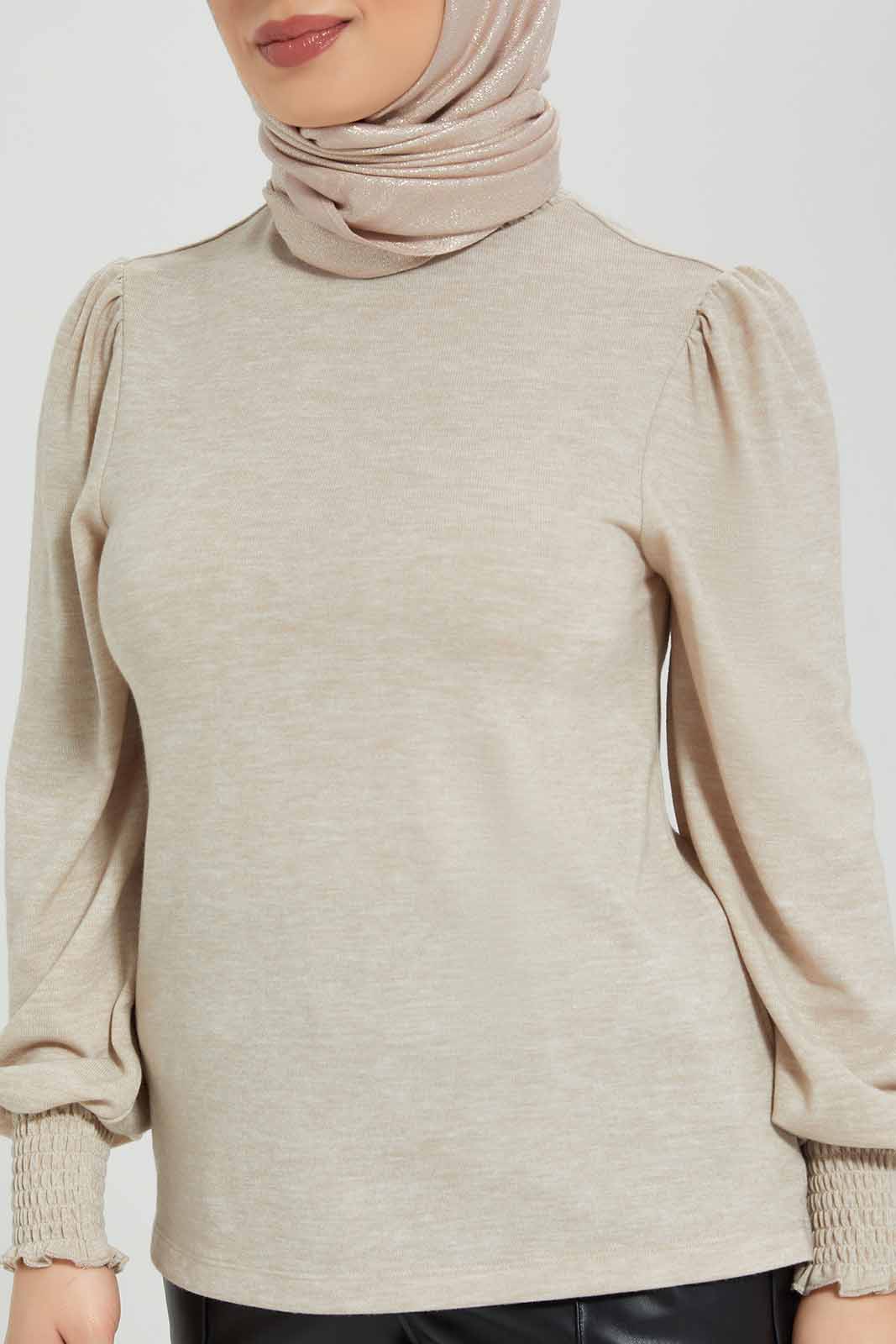 Redtag-Oatmeal-Melange-Knitted-top-Category:Tops,-Colour:Brown,-Deals:New-In,-Filter:Women's-Clothing,-LMC,-Modest,-New-In-Women-APL,-Non-Sale,-Section:Women,-W22B,-Women-Tops--