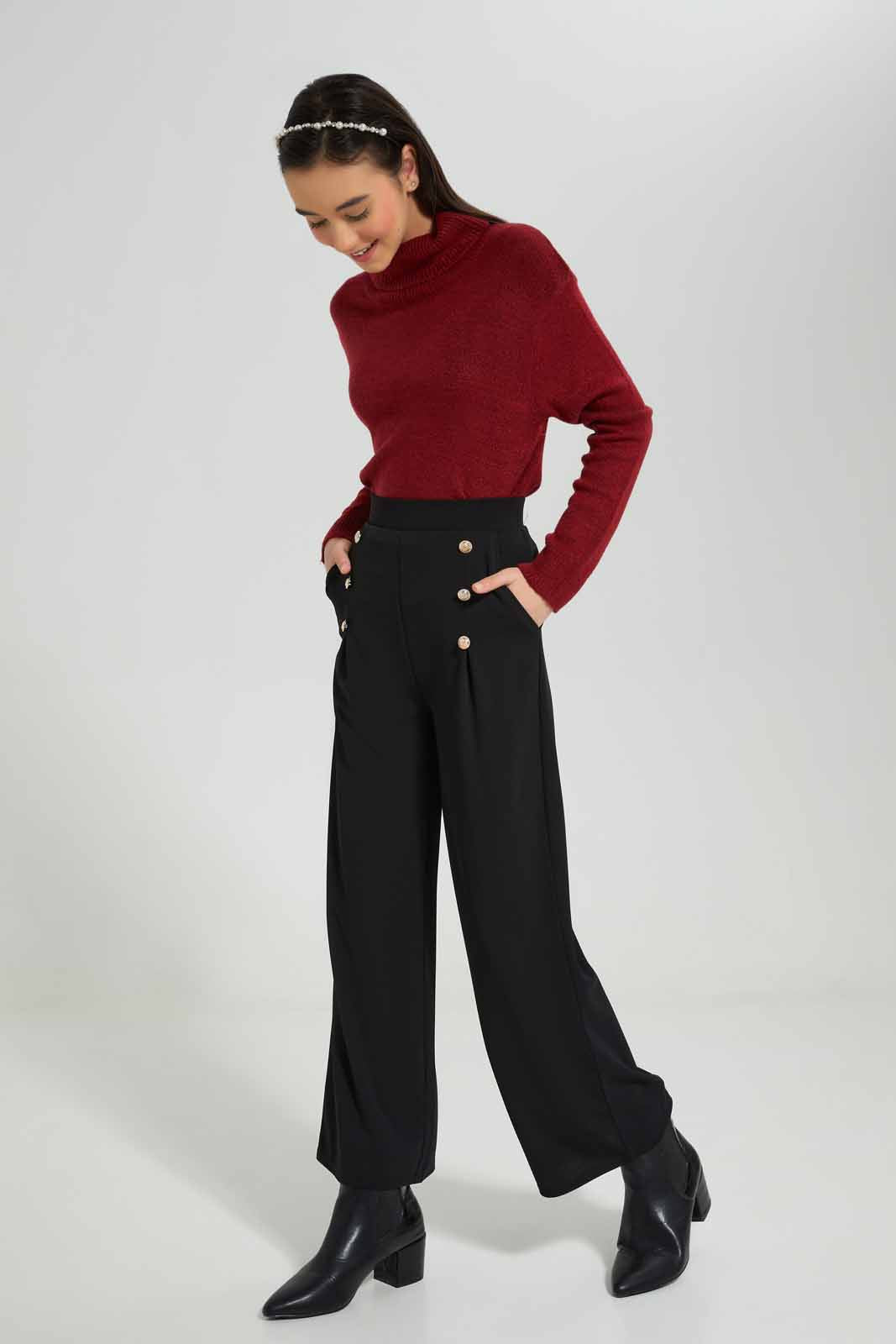 Redtag-Burgundy-highneck-sweater-Category:Pullovers,-Colour:Burgundy,-Deals:New-In,-Filter:Senior-Girls-(8-to-14-Yrs),-GSR-Pullovers,-New-In-GSR-APL,-Non-Sale,-Section:Girls-(0-to-14Yrs),-VLM,-W22B-Senior-Girls-9 to 14 Years