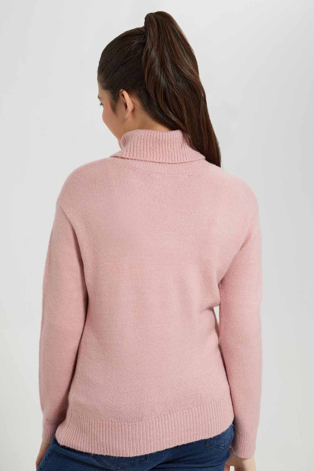 Redtag-Pink-highneck-sweater-Category:Pullovers,-Colour:Apricot,-Deals:New-In,-Filter:Senior-Girls-(8-to-14-Yrs),-GSR-Pullovers,-New-In-GSR-APL,-Non-Sale,-Section:Girls-(0-to-14Yrs),-VLM,-W22B-Senior-Girls-9 to 14 Years