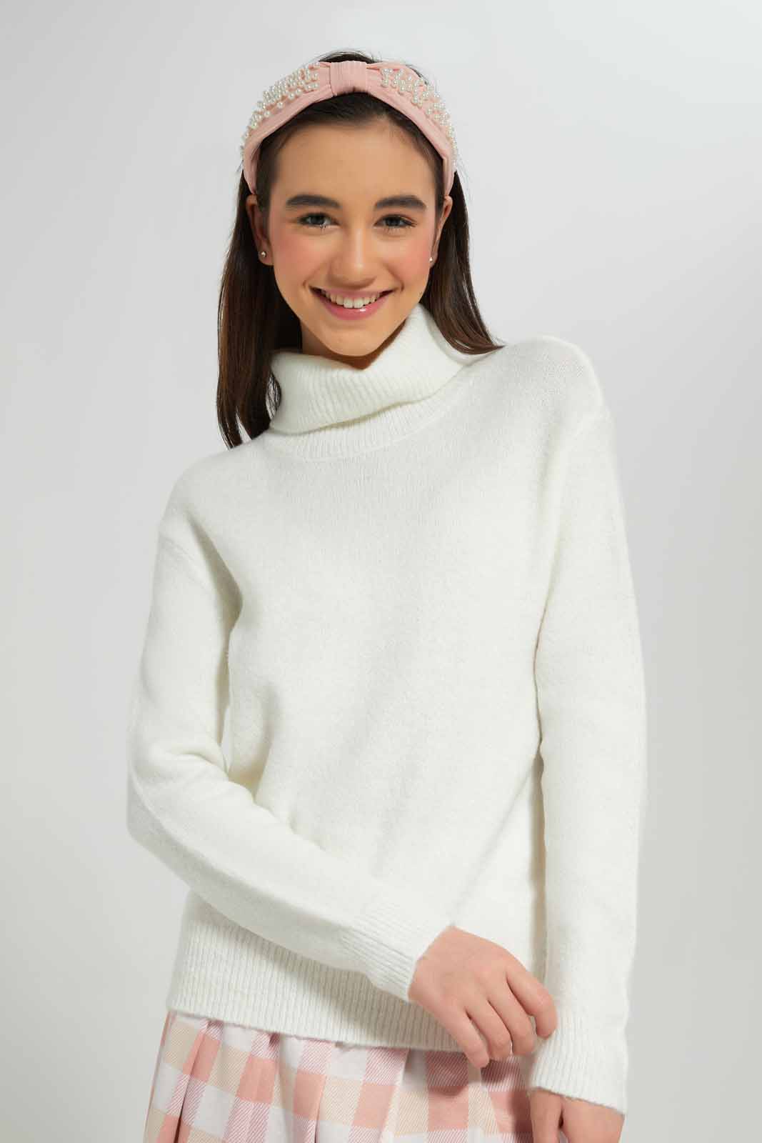 Redtag-Mustard-highneck-sweater-Category:Pullovers,-Colour:Mustard,-Deals:New-In,-Filter:Senior-Girls-(8-to-14-Yrs),-GSR-Pullovers,-New-In-GSR-APL,-Non-Sale,-Section:Girls-(0-to-14Yrs),-VLM,-W22B-Senior-Girls-9 to 14 Years