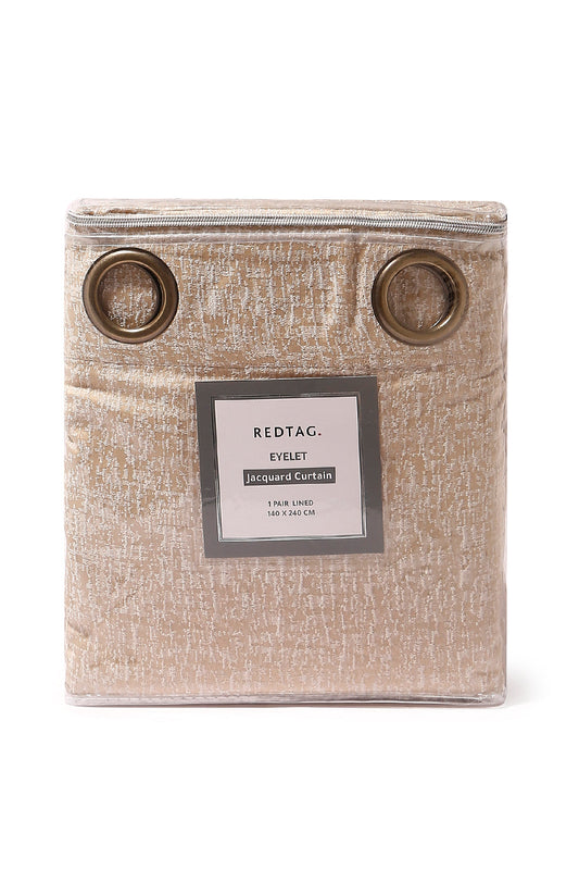 Redtag-Beige-Textured-Jacquard-Curtain-Pair-With-Lining-Category:Curtains,-Colour:Beige,-Deals:New-In,-Dept:Home,-Filter:Home-Bedroom,-HMW-BED-Curtains,-New-In-HMW-BED,-Non-Sale,-S23A,-Section:Homewares-Home-Bedroom-