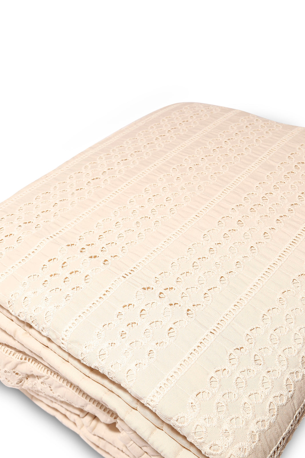 Redtag-Beige-Eyelet-Embroidered-2-Pieces-Bedspread-Set-(Single-Size)-Category:Bedspreads,-Colour:Beige,-Deals:New-In,-Dept:Home,-Filter:Home-Bedroom,-HMW-BED-Bedspreads,-New-In-HMW-BED,-Non-Sale,-S23A,-Section:Homewares-Home-Bedroom-