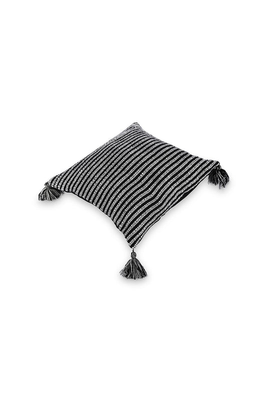 Redtag-Black-With-White-Striped-Cushion-Category:Cushions,-Colour:Black,-Deals:New-In,-Dept:Home,-Filter:Home-Bedroom,-HMW-BED-Cushions,-New-In-HMW-BED,-Non-Sale,-Section:Homewares,-W22B-Home-Bedroom-