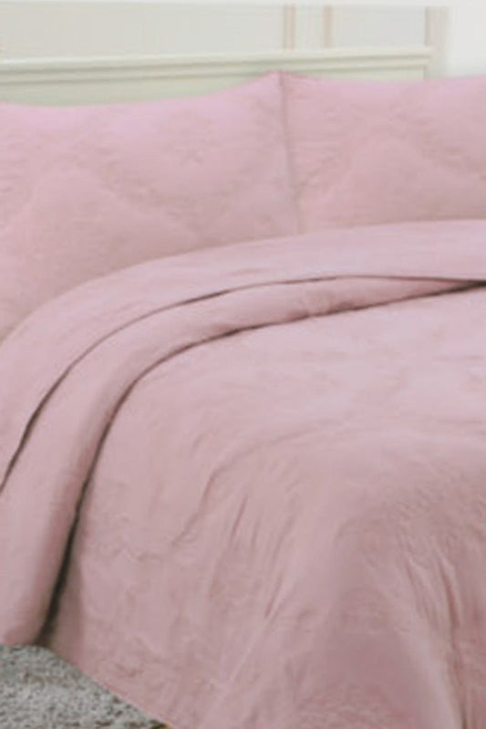 Redtag-Pink-3-Pc-Floral-Bedspread-(Double-Size)-Category:Bedspreads,-Colour:Pink,-Deals:New-In,-Dept:Home,-Filter:Home-Bedroom,-HMW-BED-Bedspreads,-New-In-HMW-BED,-Non-Sale,-Section:Homewares,-W22B-Home-Bedroom-