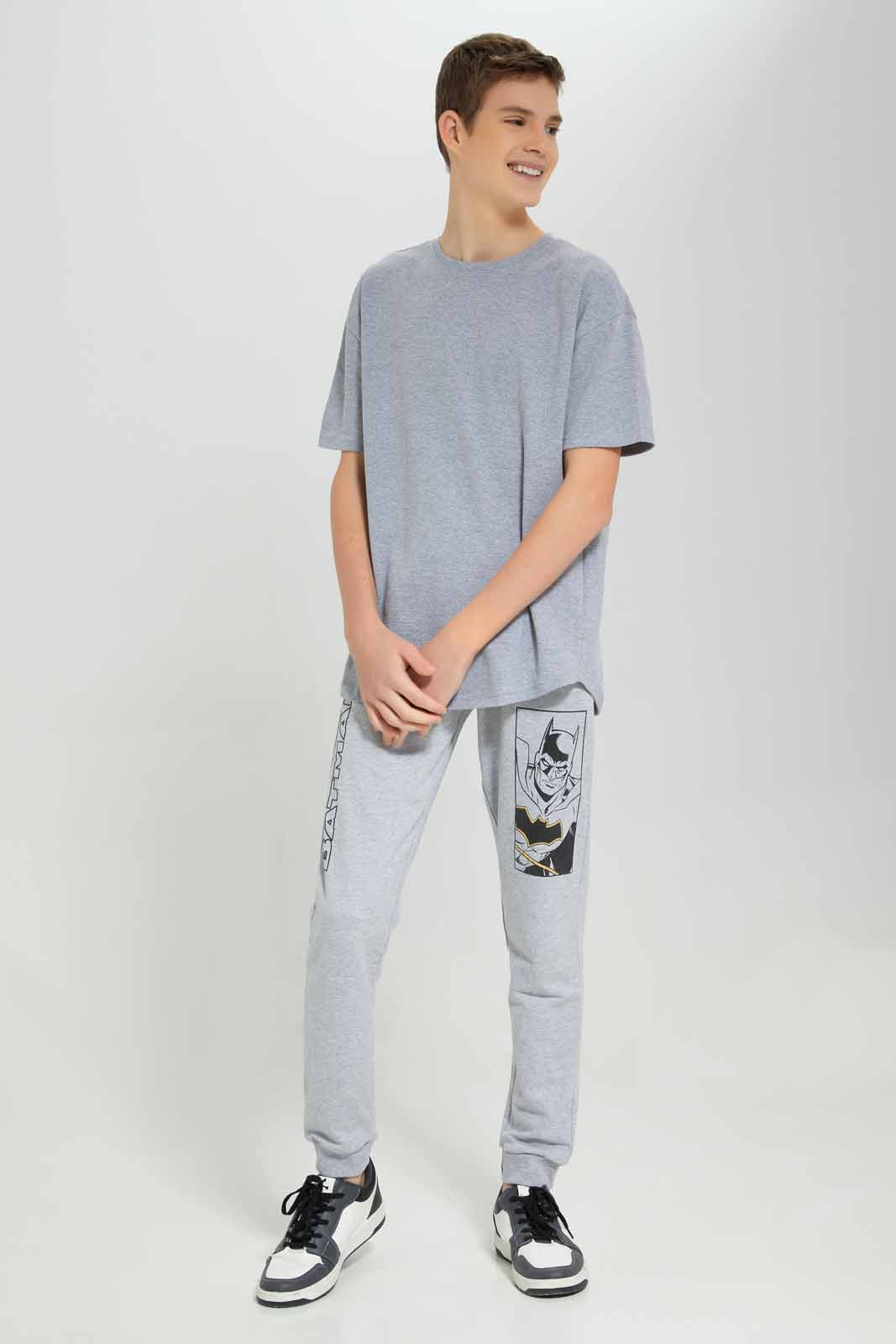 Redtag-Grey-Melange-Popcorn-Kint-Dropdown-Shoulder-T-Shirt-BSR-T-Shirts,-Category:T-Shirts,-Colour:Grey,-Deals:New-In,-Filter:Senior-Boys-(8-to-14-Yrs),-New-In-BSR-APL,-Non-Sale,-Section:Boys-(0-to-14Yrs),-TBL,-W22B-Senior-Boys-9 to 14 Years