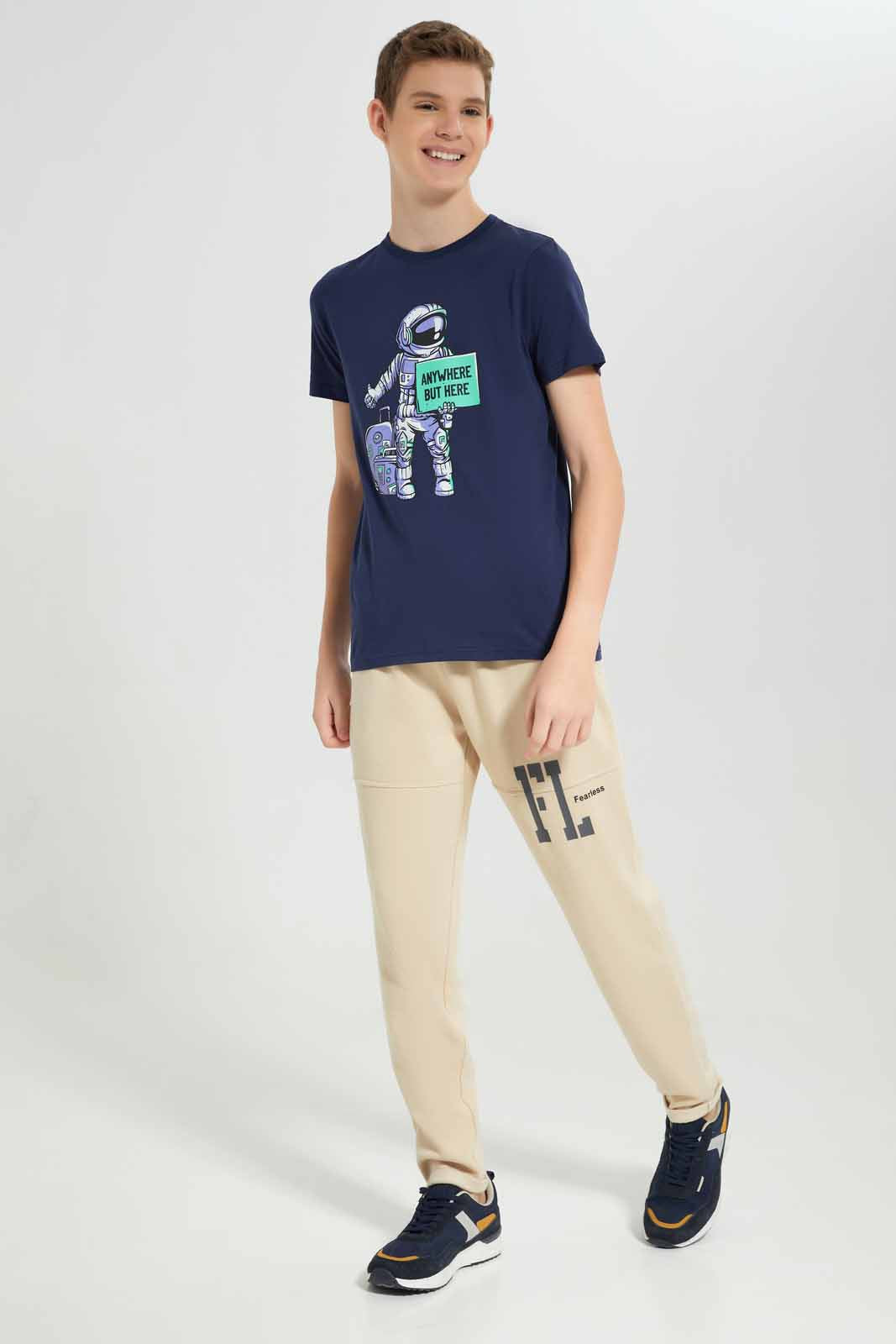 Redtag-Navy-Astronaut-Lift-T-Shirt-BSR-T-Shirts,-Category:T-Shirts,-Colour:Navy,-Deals:New-In,-Filter:Senior-Boys-(8-to-14-Yrs),-New-In-BSR-APL,-Non-Sale,-Section:Boys-(0-to-14Yrs),-TBL,-W22A-Senior-Boys-9 to 14 Years