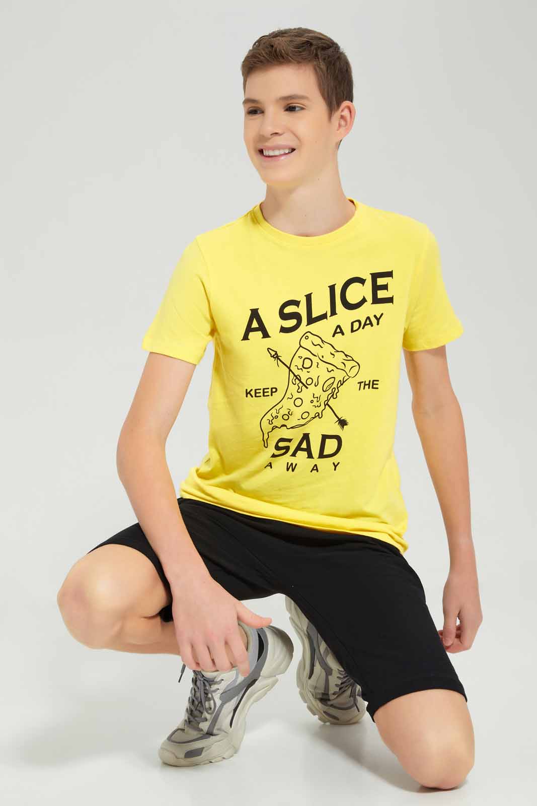 Redtag-Yellow-Pizza-T-Shirt-BSR-T-Shirts,-Category:T-Shirts,-Colour:Yellow,-Deals:New-In,-Filter:Senior-Boys-(8-to-14-Yrs),-New-In-BSR-APL,-Non-Sale,-Section:Boys-(0-to-14Yrs),-TBL,-W22A-Senior-Boys-9 to 14 Years