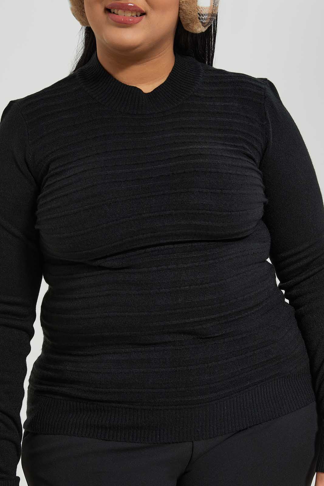 Redtag-Black-Textured-Stripe-Pullover-Category:Pullovers,-Colour:Black,-Deals:New-In,-Filter:Women's-Clothing,-LDP-Pullovers,-New-In-LDP-APL,-Non-Sale,-Section:Women,-TBL,-W22B-Women's-