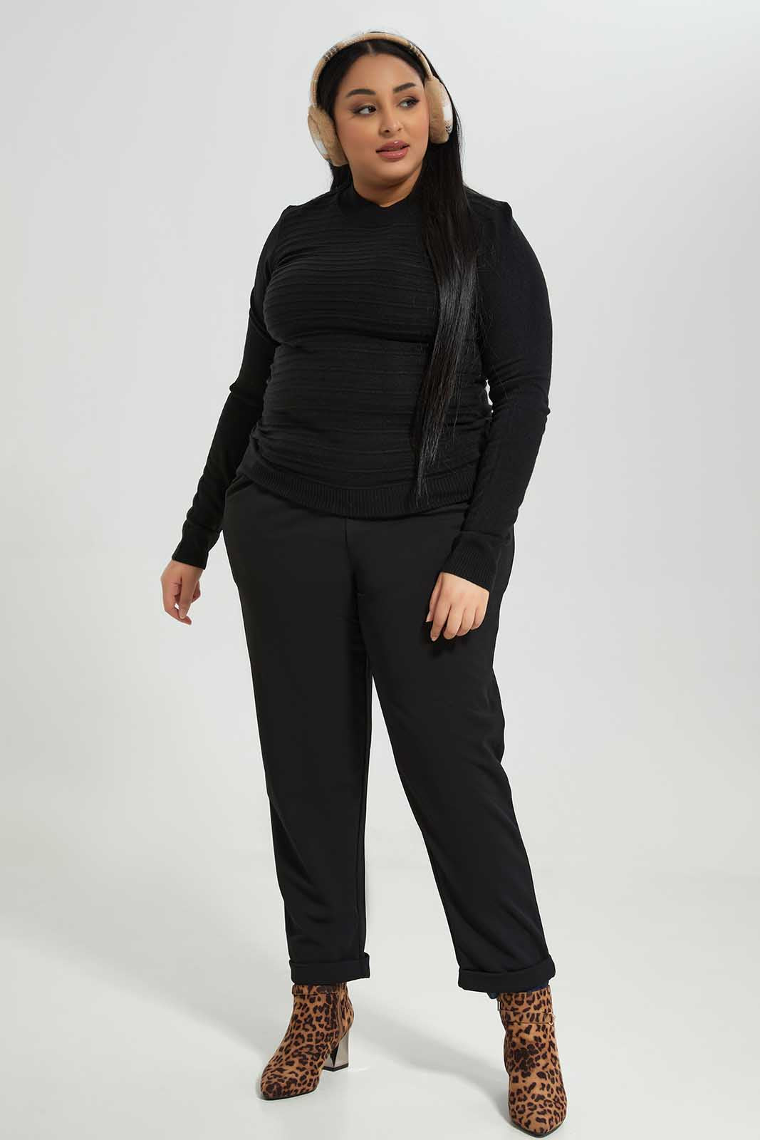 Redtag-Black-Textured-Stripe-Pullover-Category:Pullovers,-Colour:Black,-Deals:New-In,-Filter:Women's-Clothing,-LDP-Pullovers,-New-In-LDP-APL,-Non-Sale,-Section:Women,-TBL,-W22B-Women's-