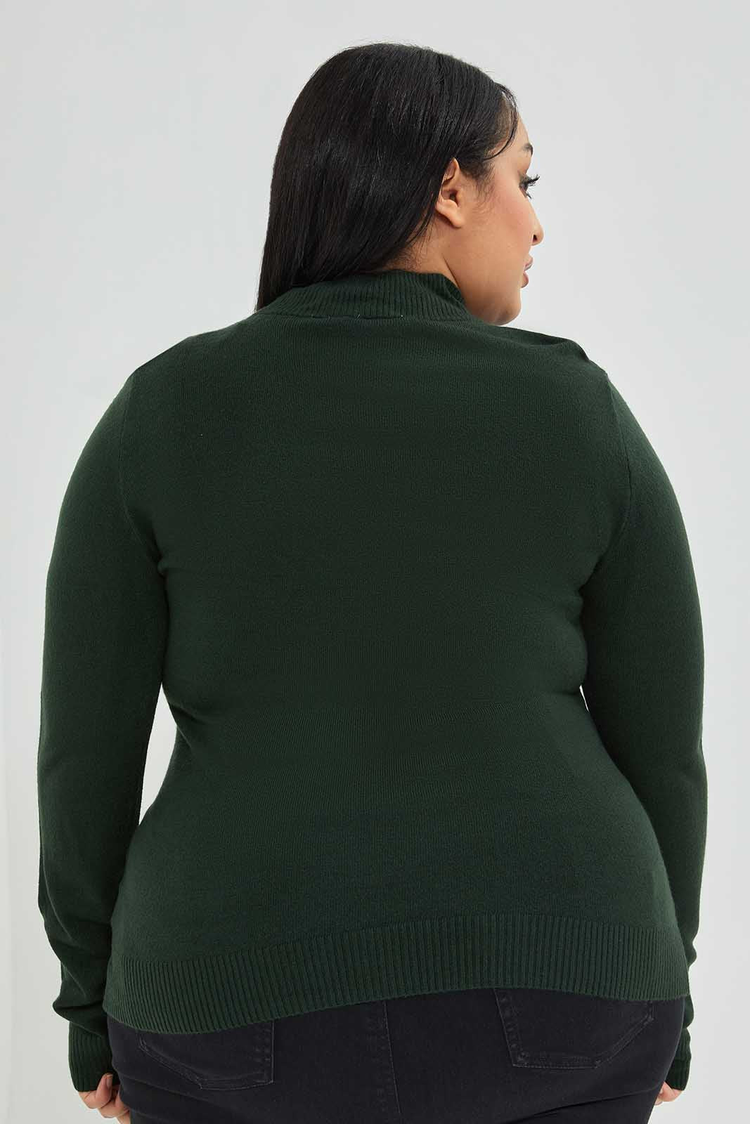 Redtag-Dark-Green-Textured-Stripe-Pullover-Category:Pullovers,-Colour:Olive,-Deals:New-In,-Filter:Women's-Clothing,-LDP-Pullovers,-NDAY,-New-In-LDP-APL,-Non-Sale,-Section:Women,-TBL,-W22B-Women's-
