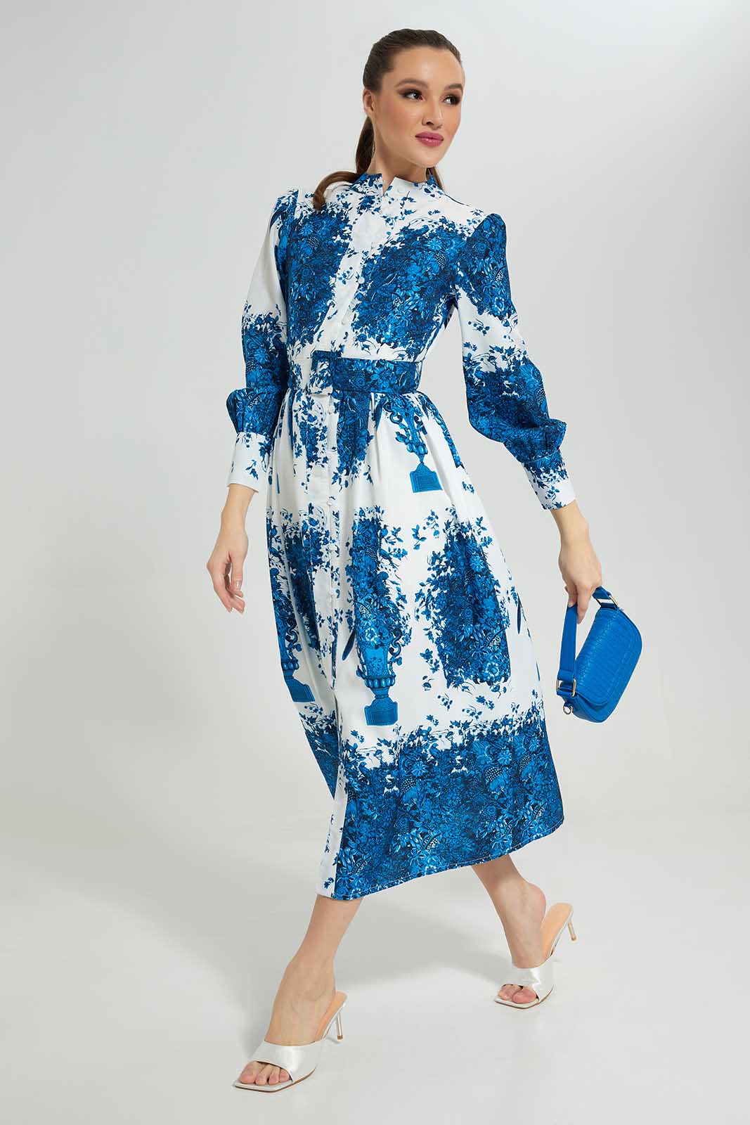 Redtag-Royal-Blue-Printed-Long-Dress-Category:Dresses,-Colour:Blue,-Deals:New-In,-Filter:Women's-Clothing,-LDC,-LDC-Dresses,-New-In-LDC-APL,-Non-Sale,-Section:Women,-W22B-Women's-