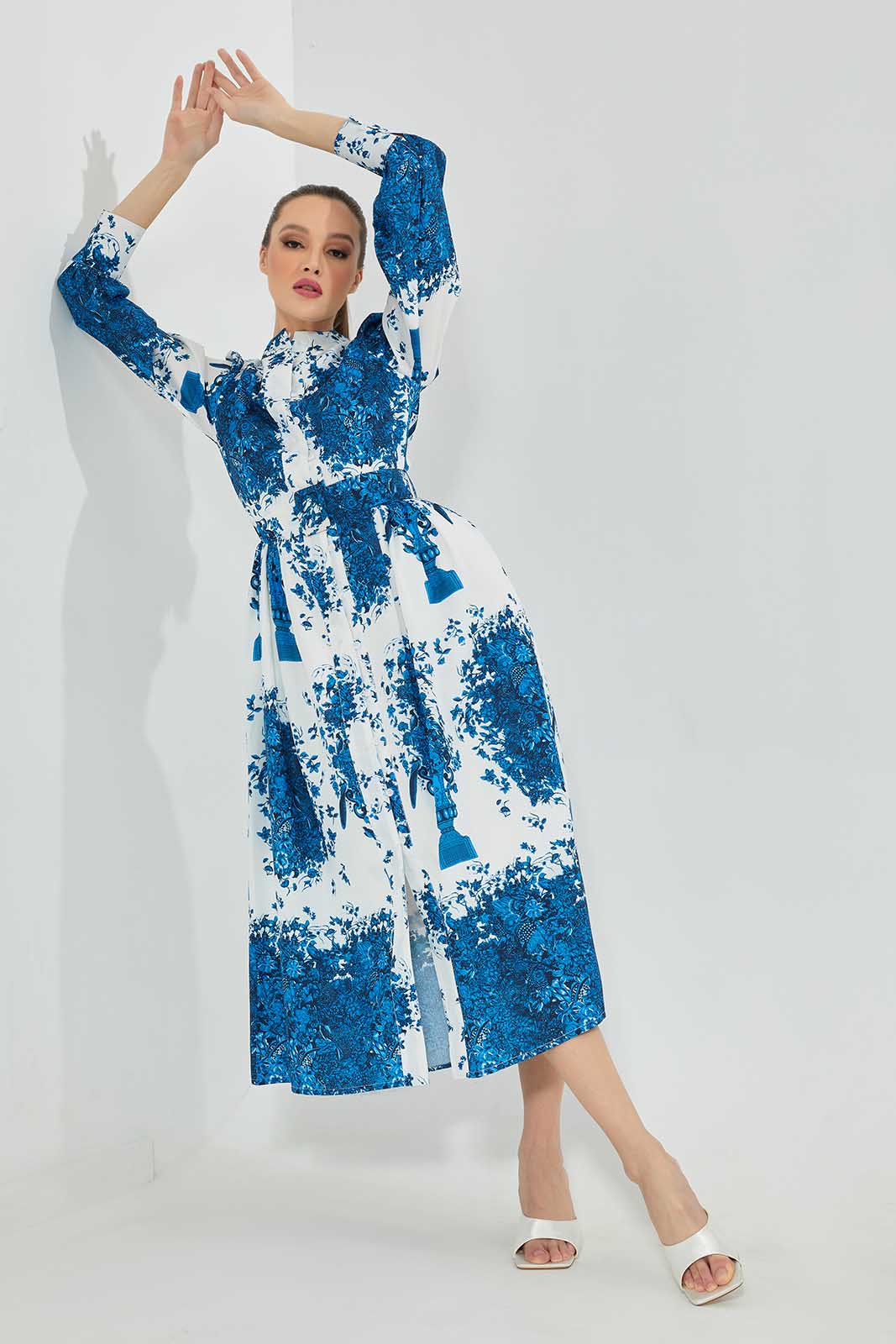Redtag-Royal-Blue-Printed-Long-Dress-Category:Dresses,-Colour:Blue,-Deals:New-In,-Filter:Women's-Clothing,-LDC,-LDC-Dresses,-New-In-LDC-APL,-Non-Sale,-Section:Women,-W22B-Women's-