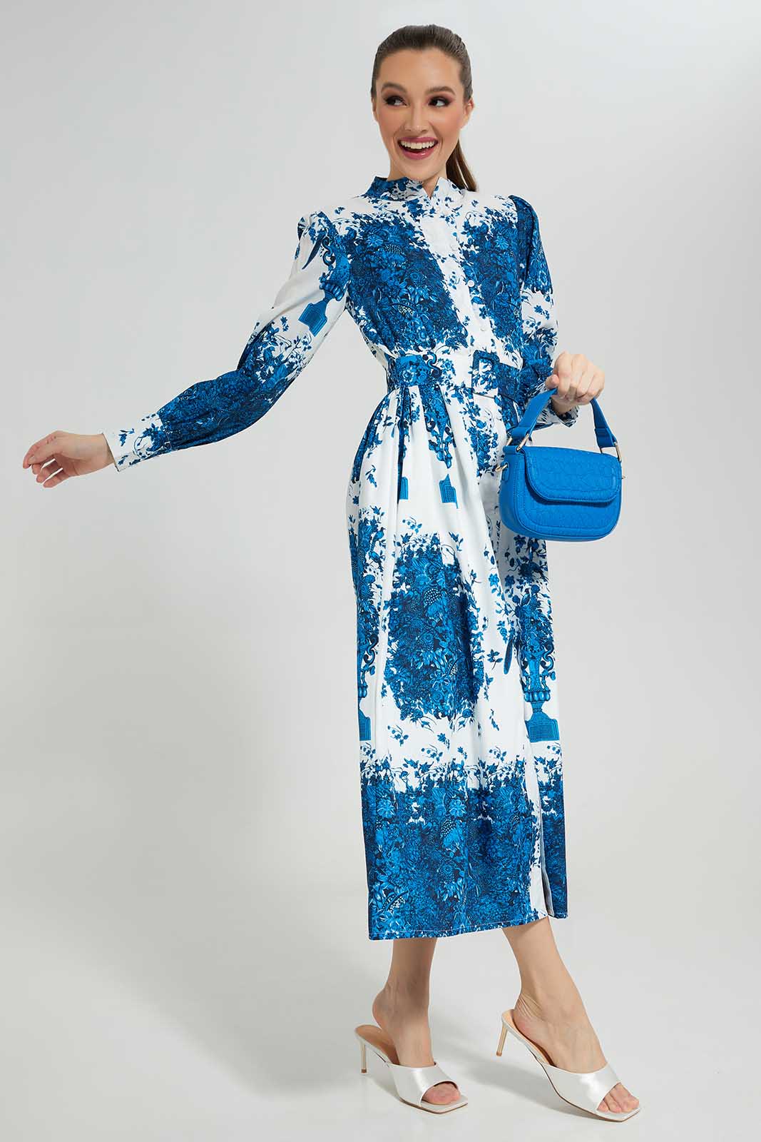 Redtag-Royal-Blue-Printed-Long-Dress-Category:Dresses,-Colour:Blue,-Deals:New-In,-Filter:Women's-Clothing,-LDC,-LDC-Dresses,-New-In-LDC-APL,-Non-Sale,-Section:Women,-W22B-Women's-