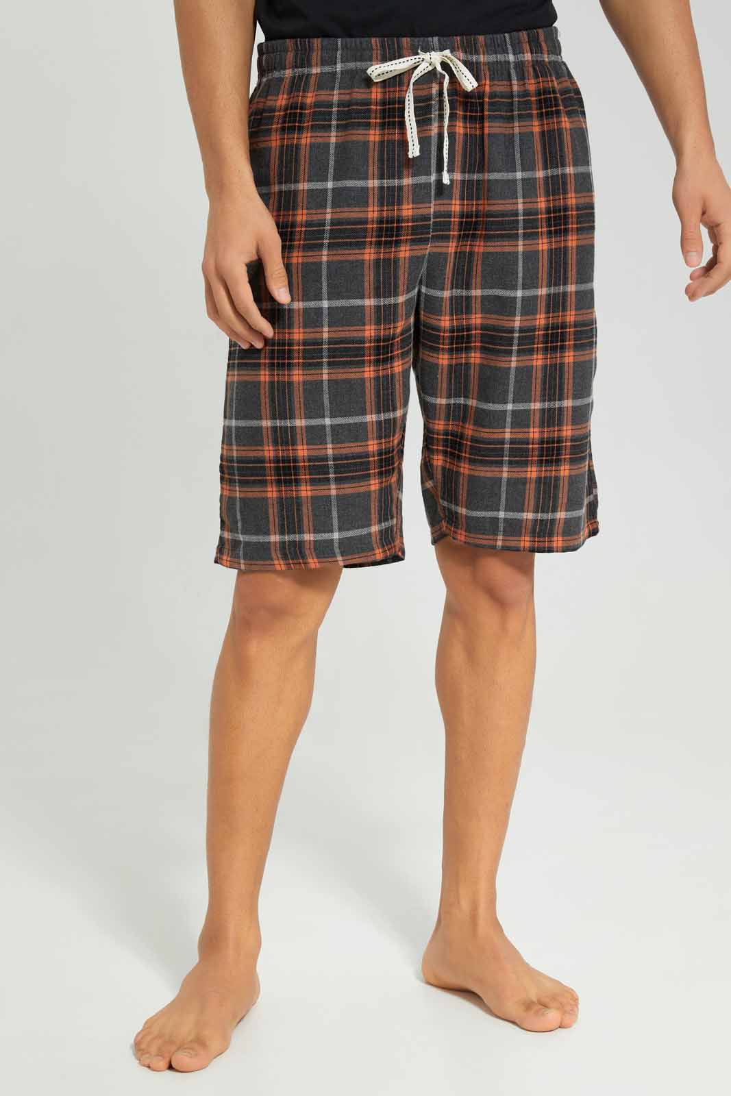 Redtag-Black-Pyjama-Set-With-Check-Shorts-Category:Pyjama-Sets,-Colour:Black,-Deals:New-In,-Filter:Men's-Clothing,-Men-Pyjama-Sets,-New-In-Men-APL,-Non-Sale,-Section:Men,-W22A-Men's-