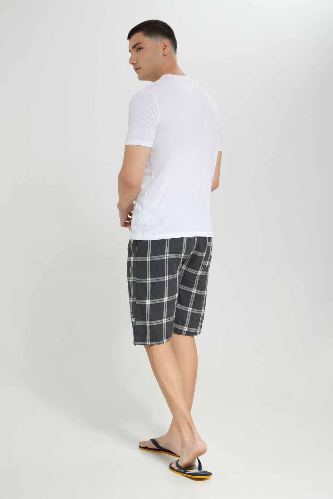 Redtag-White-Pyjama-Set-With-Check-Shorts-Category:Pyjama-Sets,-Colour:White,-Deals:New-In,-Filter:Men's-Clothing,-Men-Pyjama-Sets,-NDAY,-New-In-Men-APL,-Non-Sale,-Section:Men,-W22A-Men's-