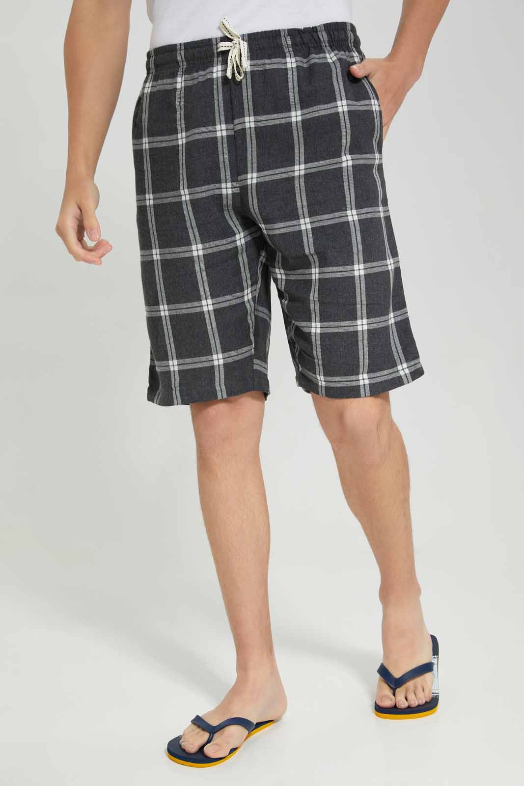 Redtag-White-Pyjama-Set-With-Check-Shorts-Category:Pyjama-Sets,-Colour:White,-Deals:New-In,-Filter:Men's-Clothing,-Men-Pyjama-Sets,-NDAY,-New-In-Men-APL,-Non-Sale,-Section:Men,-W22A-Men's-
