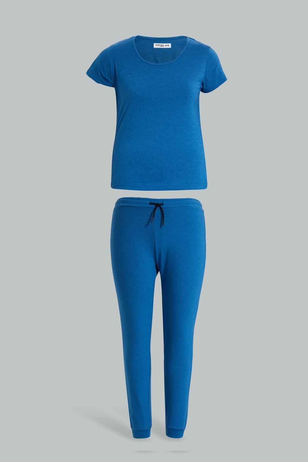 Redtag-PJAMA-SET-BLUE-SOLID-Category:Pyjama-Sets,-Colour:Blue,-Deals:New-In,-Filter:Women's-Clothing,-New-In-Women-APL,-Non-Sale,-Section:Women,-W22O,-Women-Pyjama-Sets--