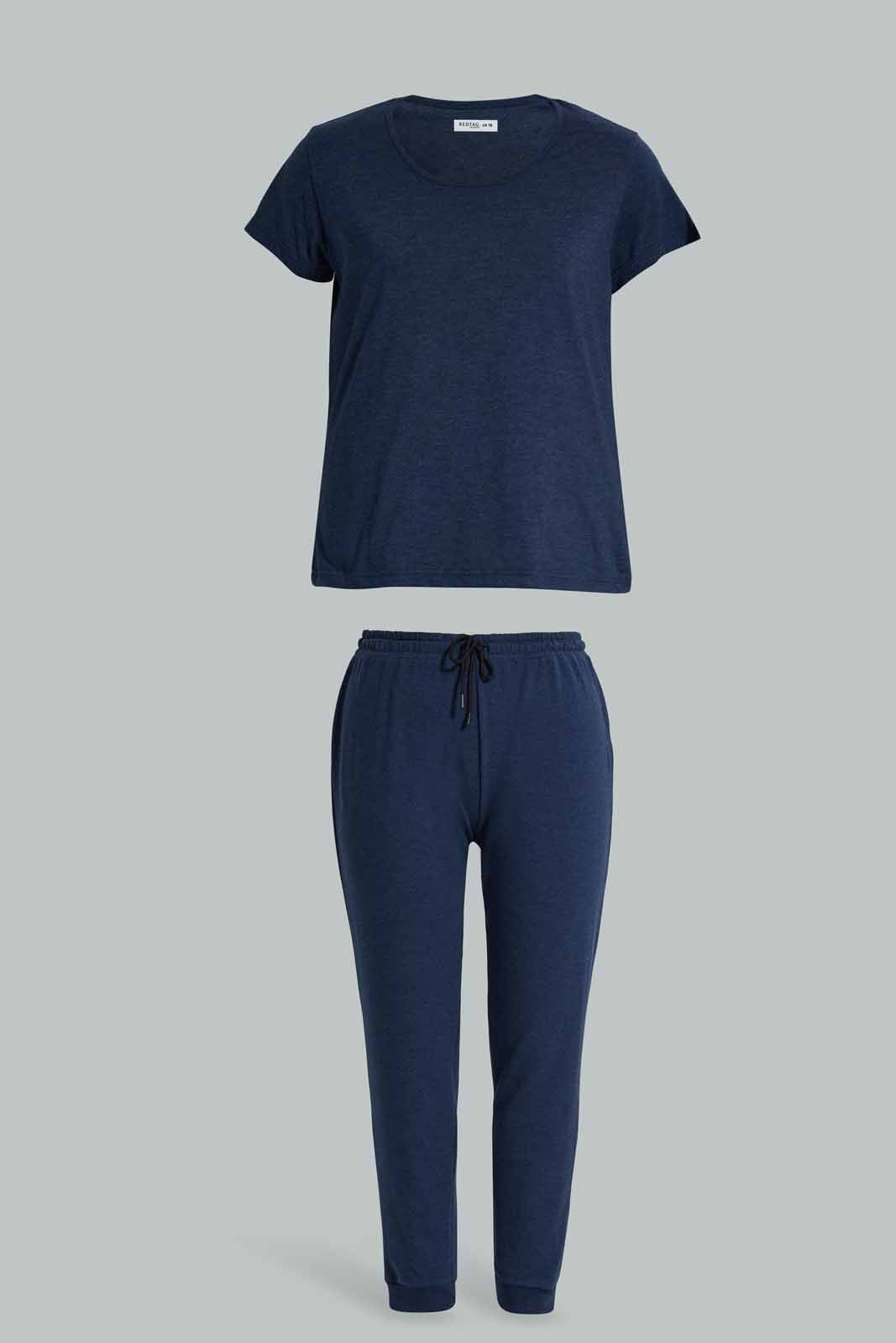 Redtag-PJAMA-SET-NAVY-SOLID-Category:Pyjama-Sets,-Colour:Navy,-Deals:New-In,-Filter:Women's-Clothing,-New-In-Women-APL,-Non-Sale,-Section:Women,-W22O,-Women-Pyjama-Sets--