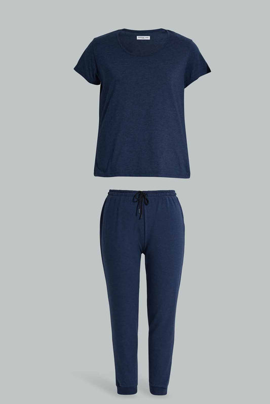 Redtag-PJAMA-SET-NAVY-SOLID-Category:Pyjama-Sets,-Colour:Navy,-Deals:New-In,-Filter:Women's-Clothing,-New-In-Women-APL,-Non-Sale,-Section:Women,-W22O,-Women-Pyjama-Sets--