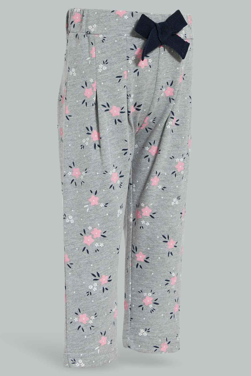 Redtag-Grey-Melange-Floral-AOP-Active-Pant-Category:Joggers,-Colour:Grey,-Deals:New-In,-Filter:Infant-Girls-(3-to-24-Mths),-ING-Joggers,-New-In-ING-APL,-Non-Sale,-Section:Girls-(0-to-14Yrs),-W22B-Infant-Girls-