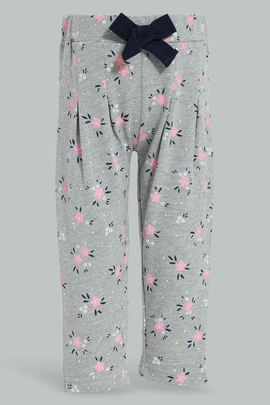 Redtag-Grey-Melange-Floral-AOP-Active-Pant-Category:Joggers,-Colour:Grey,-Deals:New-In,-Filter:Infant-Girls-(3-to-24-Mths),-ING-Joggers,-New-In-ING-APL,-Non-Sale,-Section:Girls-(0-to-14Yrs),-W22B-Infant-Girls-