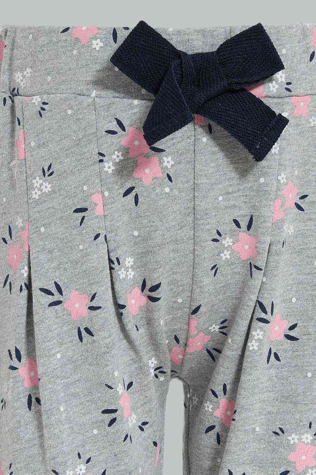 Redtag-Grey-Melange-Floral-AOP-Active-Pant-Category:Joggers,-Colour:Grey,-Deals:New-In,-Filter:Infant-Girls-(3-to-24-Mths),-ING-Joggers,-New-In-ING-APL,-Non-Sale,-Section:Girls-(0-to-14Yrs),-W22B-Infant-Girls-