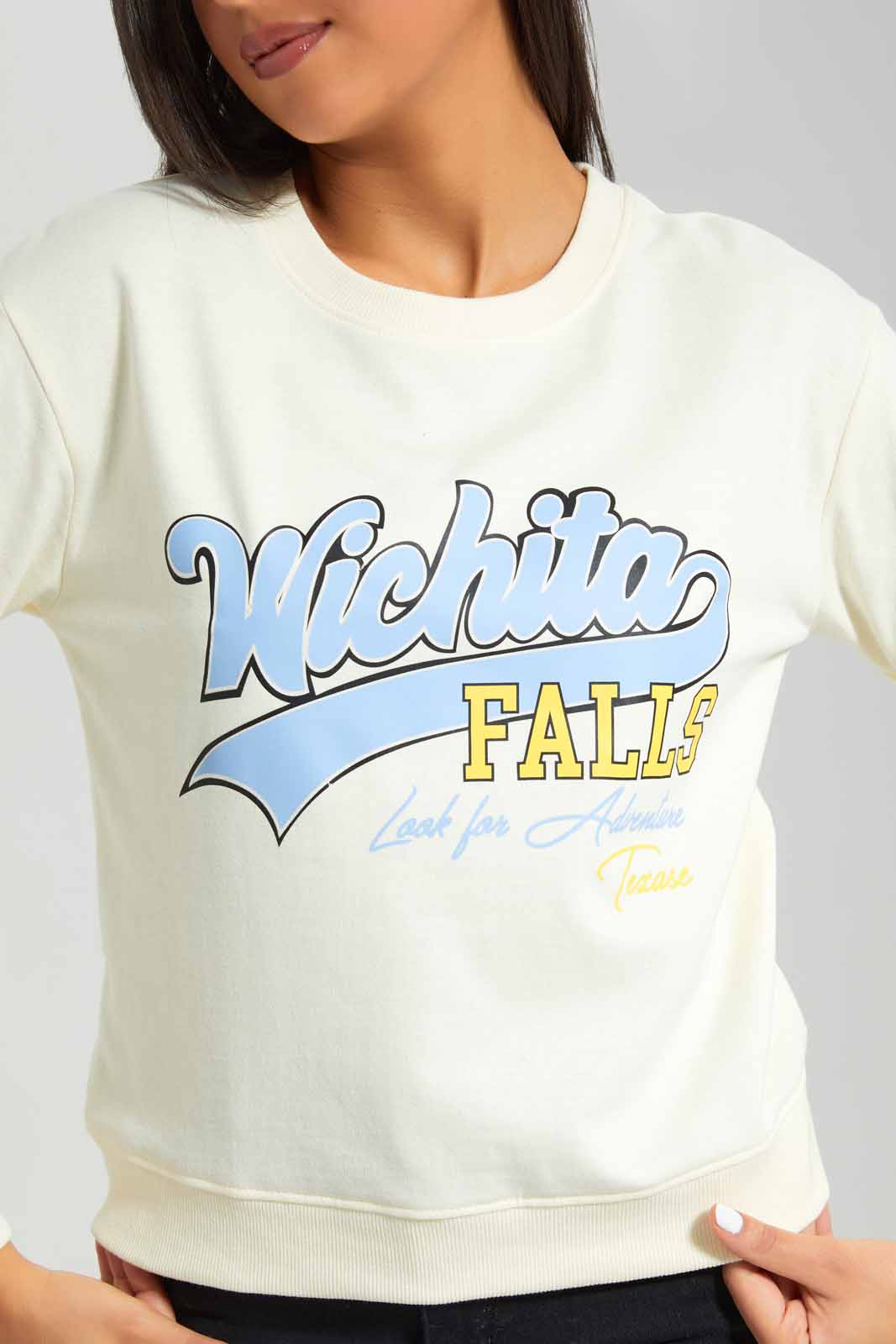 Redtag-White-Sweatshirt-With-Placement-Print-Category:Sweatshirts,-Colour:White,-Deals:New-In,-Filter:Women's-Clothing,-New-In-Women-APL,-Non-Sale,-Section:Women,-TBL,-W22A,-Women-Sweatshirts-Women's-