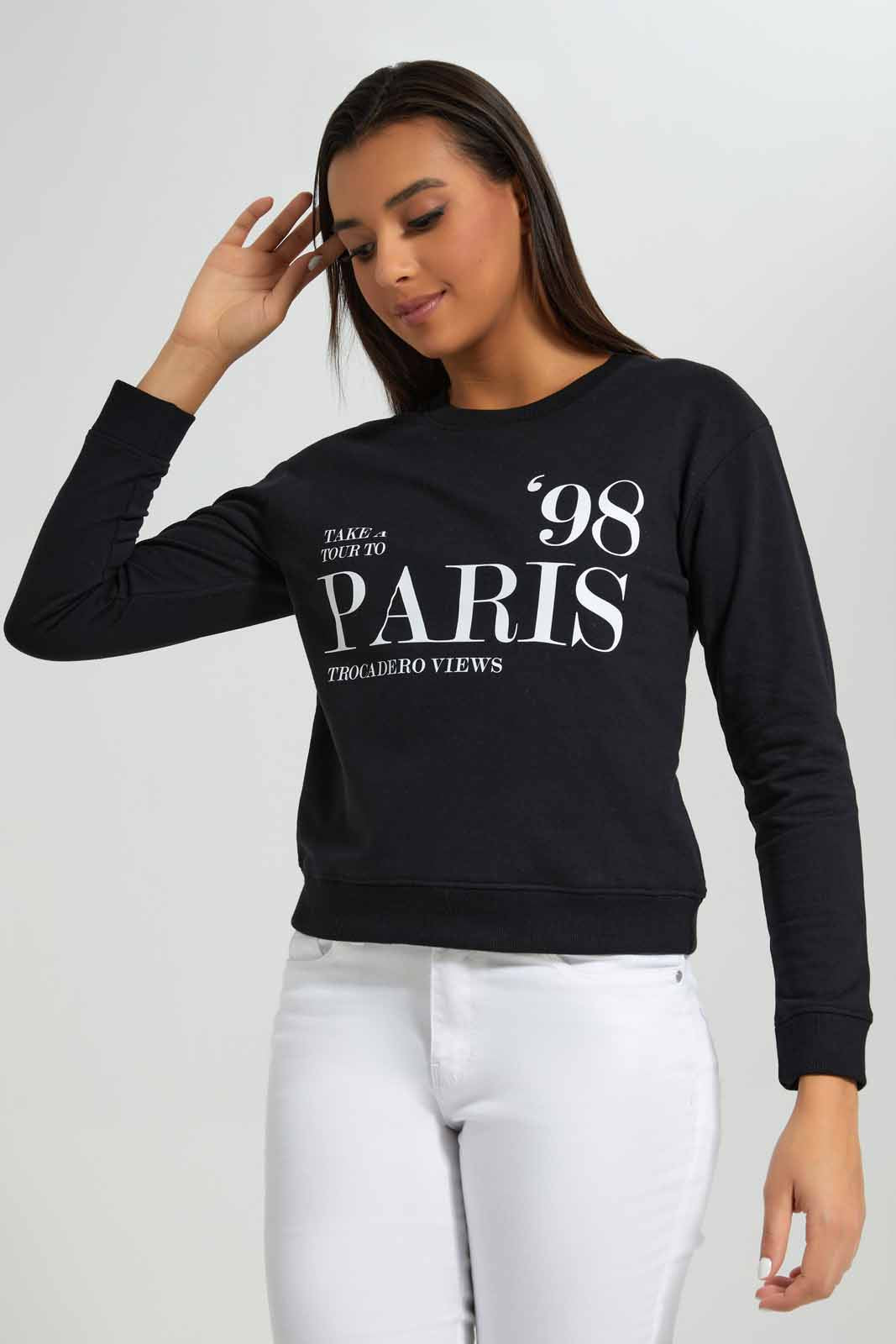 Redtag-Black-Sweatshirt-With-Placement-Print-Category:Sweatshirts,-Colour:Black,-Deals:New-In,-Filter:Women's-Clothing,-New-In-Women-APL,-Non-Sale,-Section:Women,-TBL,-W22A,-Women-Sweatshirts-Women's-
