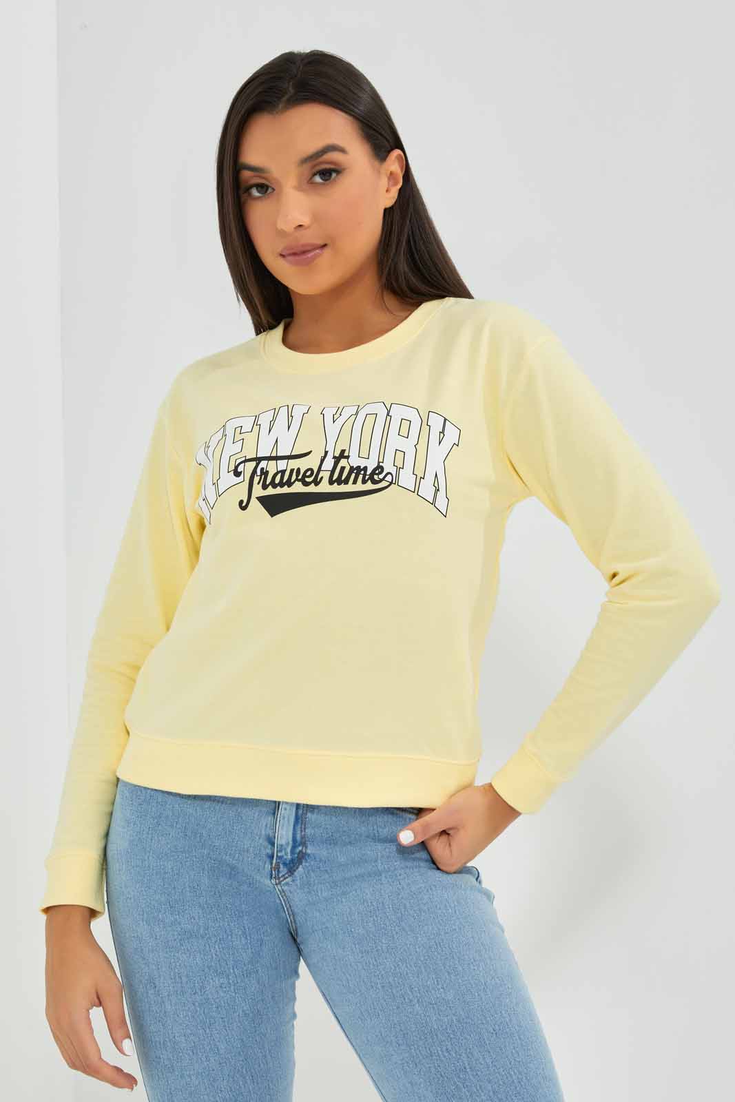 Redtag-Mustard-Sweatshirt-With-Placement-Print-Category:Sweatshirts,-Colour:Mustard,-Deals:New-In,-Filter:Women's-Clothing,-New-In-Women-APL,-Non-Sale,-Section:Women,-TBL,-W22A,-Women-Sweatshirts-Women's-