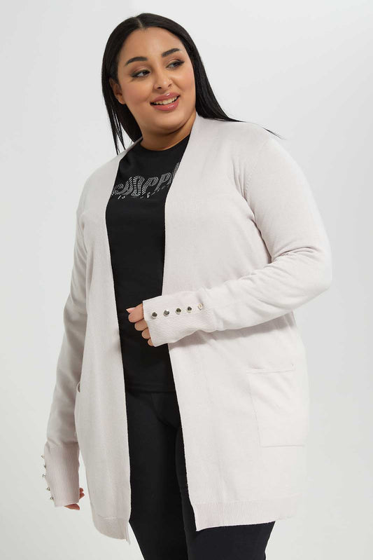 Redtag-Longline-cardigan-with-front-pockets-&-gold-buttons-at-cuff-Category:Cardigans,-Colour:Beige,-Deals:New-In,-Filter:Women's-Clothing,-LDP-Cardigans,-New-In-LDP-APL,-Non-Sale,-Section:Women,-W22B-Women's-