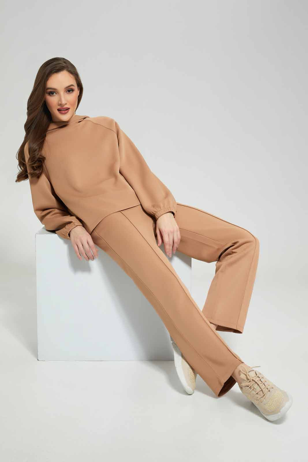 Redtag-Sand-Oversized-Sweatshirt-Hoodie-Category:Sweatshirts,-Colour:Sand,-Deals:New-In,-Filter:Women's-Clothing,-LDC,-LDC-Sweatshirts,-New-In-LDC-APL,-Non-Sale,-Section:Women,-W22B-Women's-