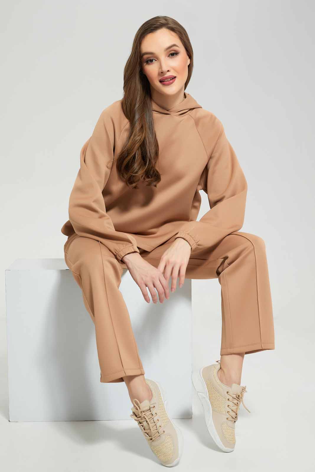 Redtag-Sand-Oversized-Sweatshirt-Hoodie-Category:Sweatshirts,-Colour:Sand,-Deals:New-In,-Filter:Women's-Clothing,-LDC,-LDC-Sweatshirts,-New-In-LDC-APL,-Non-Sale,-Section:Women,-W22B-Women's-
