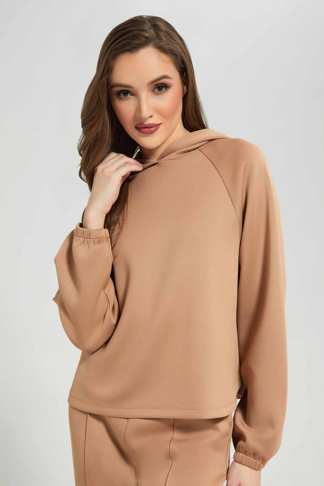 Redtag-Sand-Oversized-Sweatshirt-Hoodie-Category:Sweatshirts,-Colour:Sand,-Deals:New-In,-Filter:Women's-Clothing,-LDC,-LDC-Sweatshirts,-New-In-LDC-APL,-Non-Sale,-Section:Women,-W22B-Women's-