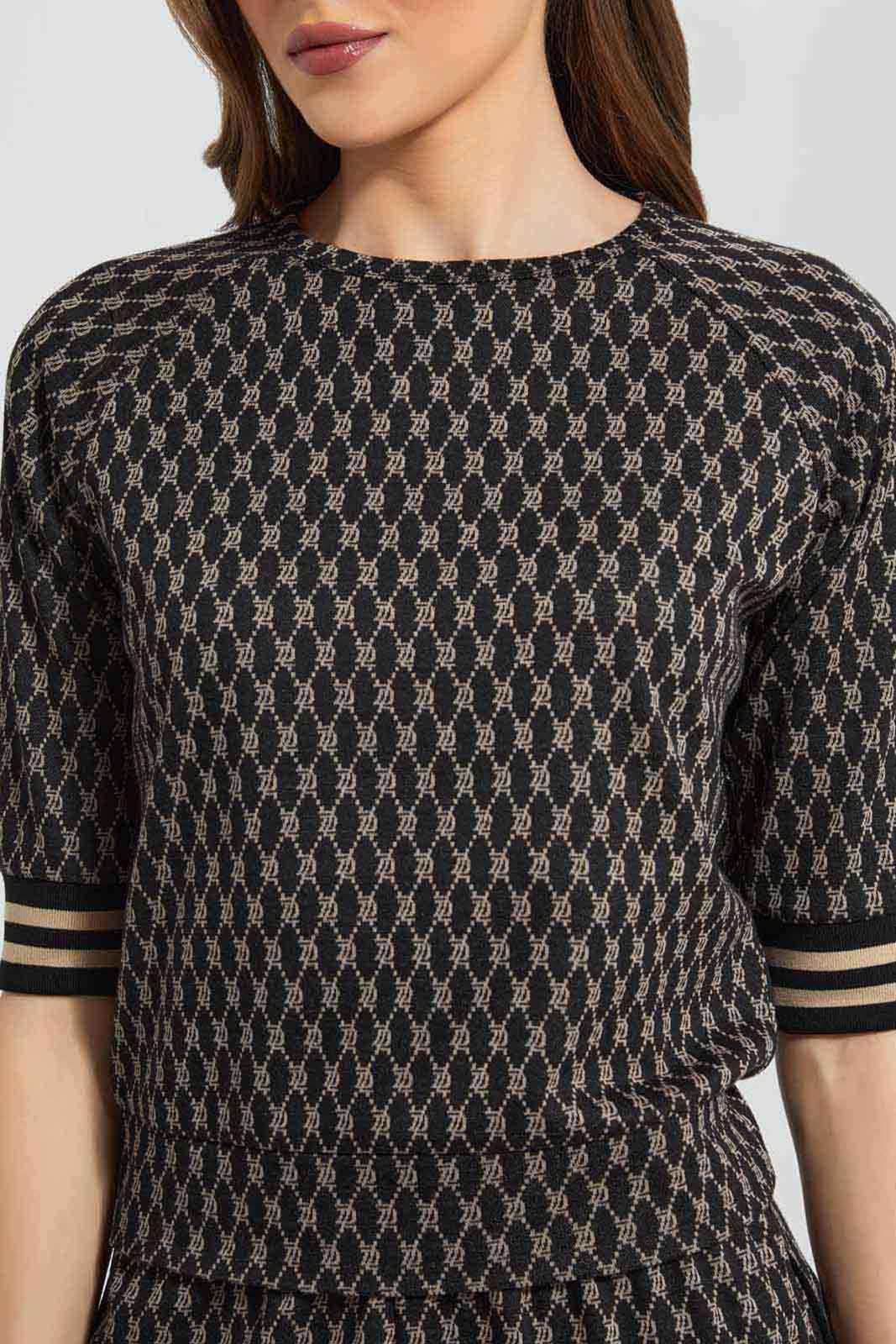 Redtag-Black-Jacquard-Jersey-Top-Category:Tops,-Colour:Black,-Deals:New-In,-Filter:Women's-Clothing,-LDC,-LDC-Tops,-New-In-LDC-APL,-Non-Sale,-Section:Women,-W22B-Women's-