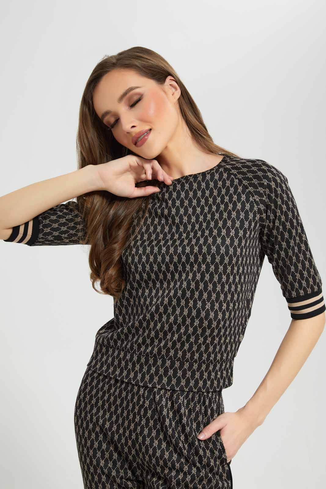 Redtag-Black-Jacquard-Jersey-Top-Category:Tops,-Colour:Black,-Deals:New-In,-Filter:Women's-Clothing,-LDC,-LDC-Tops,-New-In-LDC-APL,-Non-Sale,-Section:Women,-W22B-Women's-