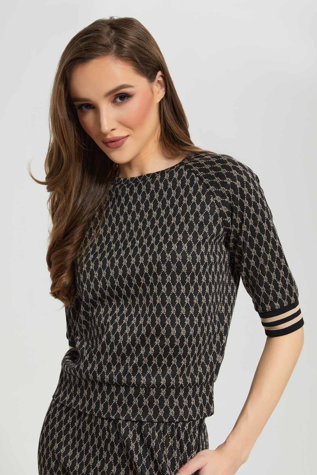 Redtag-Black-Jacquard-Jersey-Top-Category:Tops,-Colour:Black,-Deals:New-In,-Filter:Women's-Clothing,-LDC,-LDC-Tops,-New-In-LDC-APL,-Non-Sale,-Section:Women,-W22B-Women's-