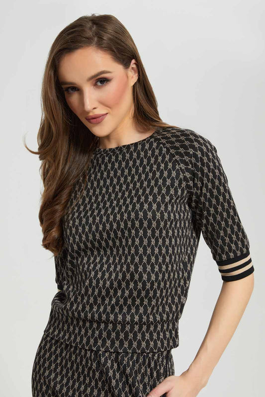 Redtag-Black-Jacquard-Jersey-Top-Category:Tops,-Colour:Black,-Deals:New-In,-Filter:Women's-Clothing,-LDC,-LDC-Tops,-New-In-LDC-APL,-Non-Sale,-Section:Women,-W22B-Women's-
