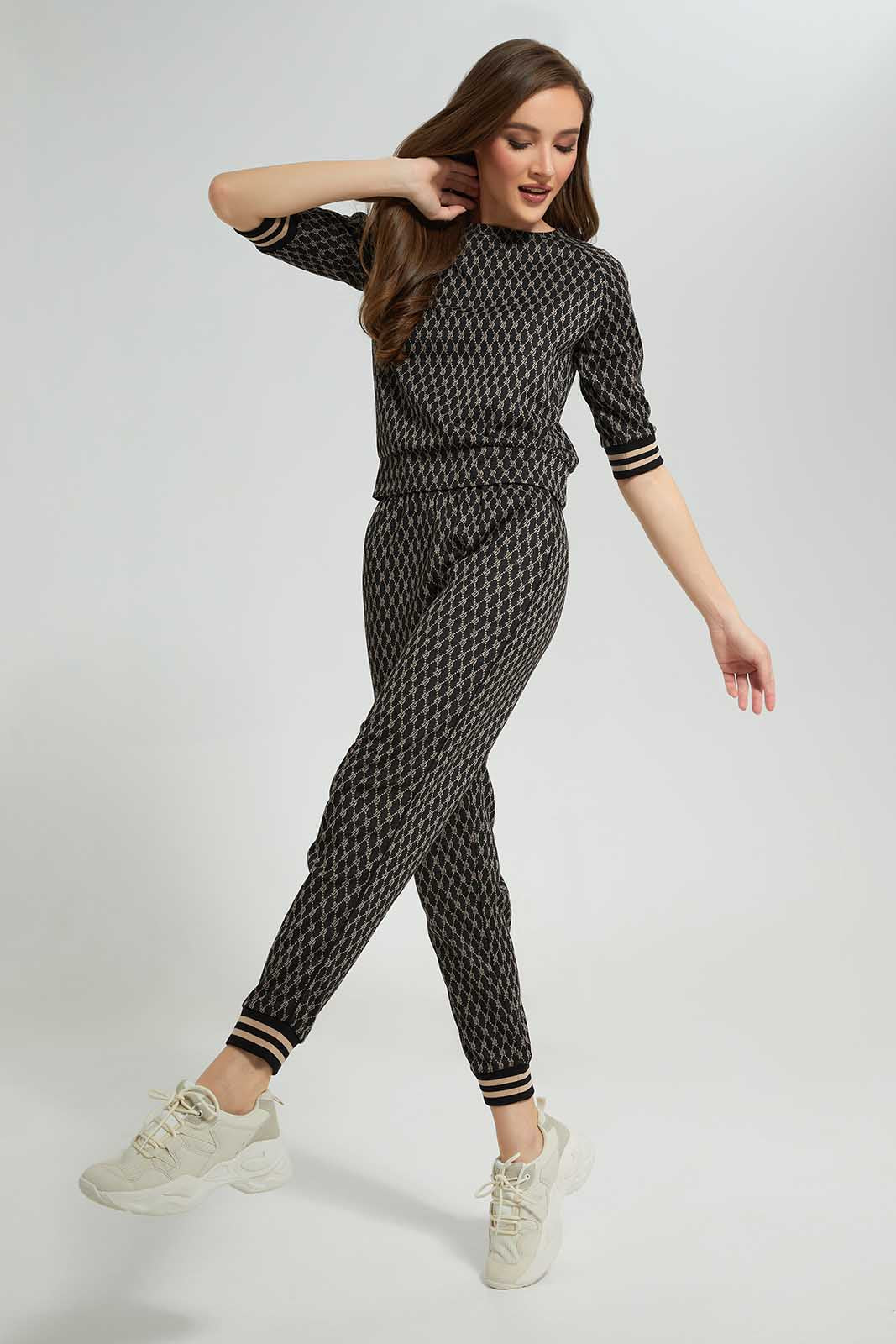Redtag-Black-Jacquard-Jogger-Pants-Category:Trousers,-Colour:Black,-Deals:New-In,-Filter:Women's-Clothing,-LDC,-LDC-Trousers,-New-In-LDC-APL,-Non-Sale,-Section:Women,-W22B-Women's-
