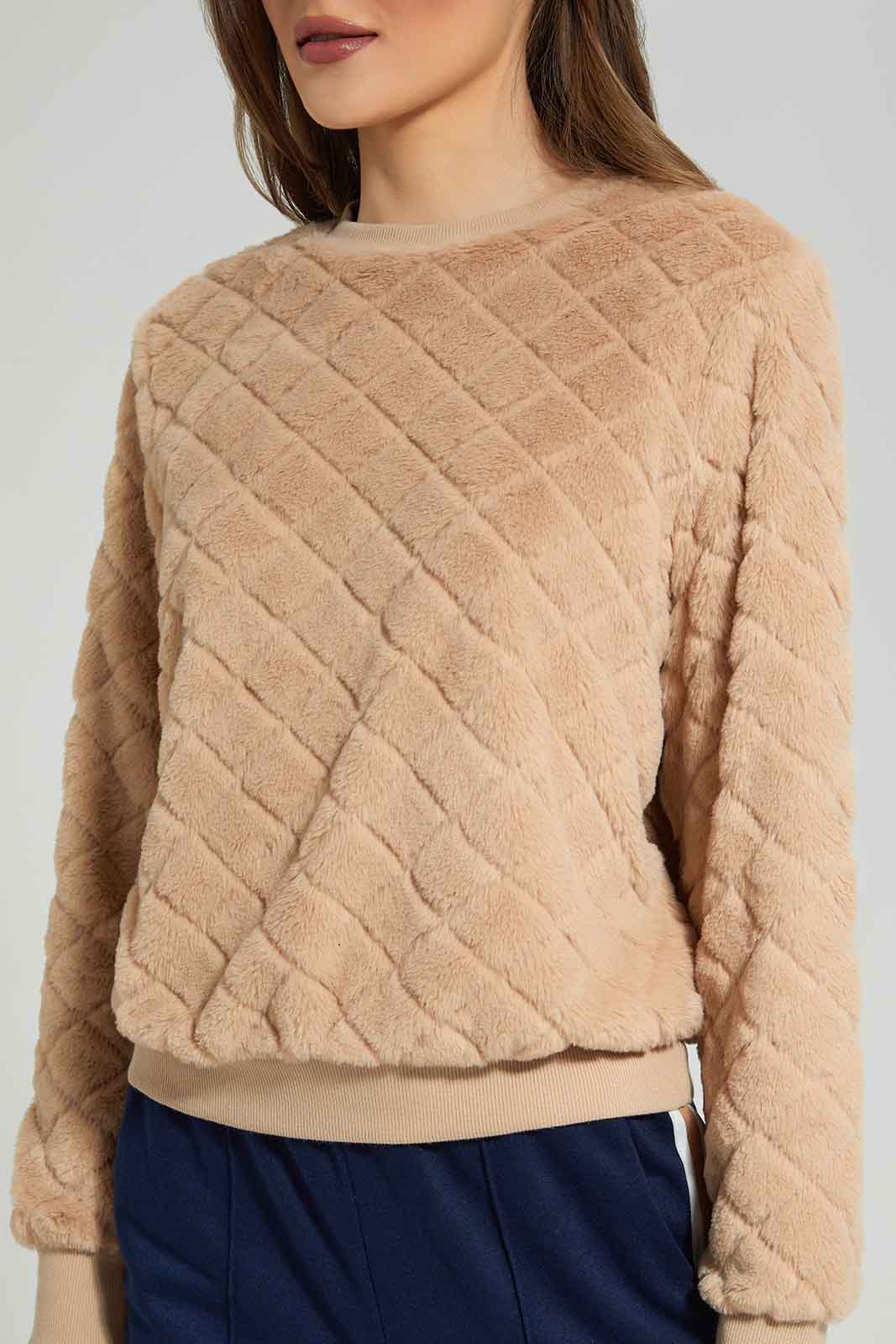 Redtag-Biege-jacquard-Pullover-Category:Sweatshirts,-Colour:Beige,-Deals:New-In,-Filter:Women's-Clothing,-LDC,-LDC-Sweatshirts,-New-In-LDC-APL,-Non-Sale,-Section:Women,-W22B-Women's-