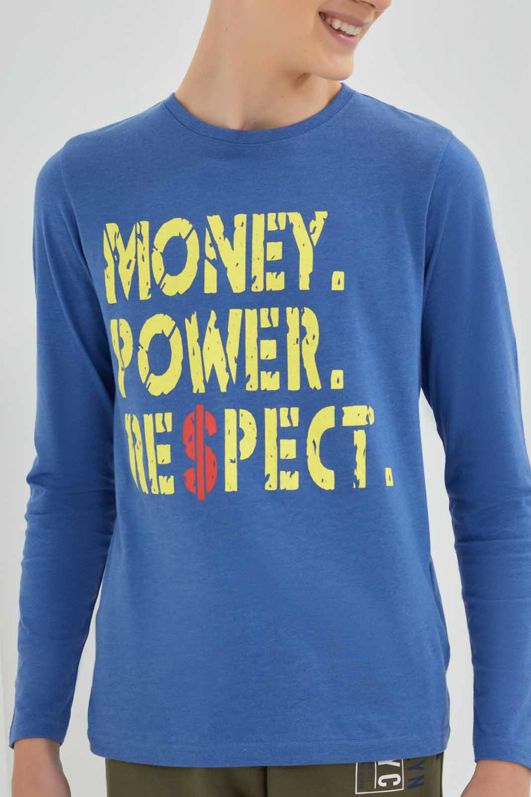 Redtag-Blue-Money-Power-Respect-T-shirt-BSR-T-Shirts,-Category:T-Shirts,-Colour:Blue,-Deals:New-In,-Filter:Senior-Boys-(8-to-14-Yrs),-New-In-BSR-APL,-Non-Sale,-Section:Boys-(0-to-14Yrs),-TBL,-W22B-Senior-Boys-9 to 14 Years