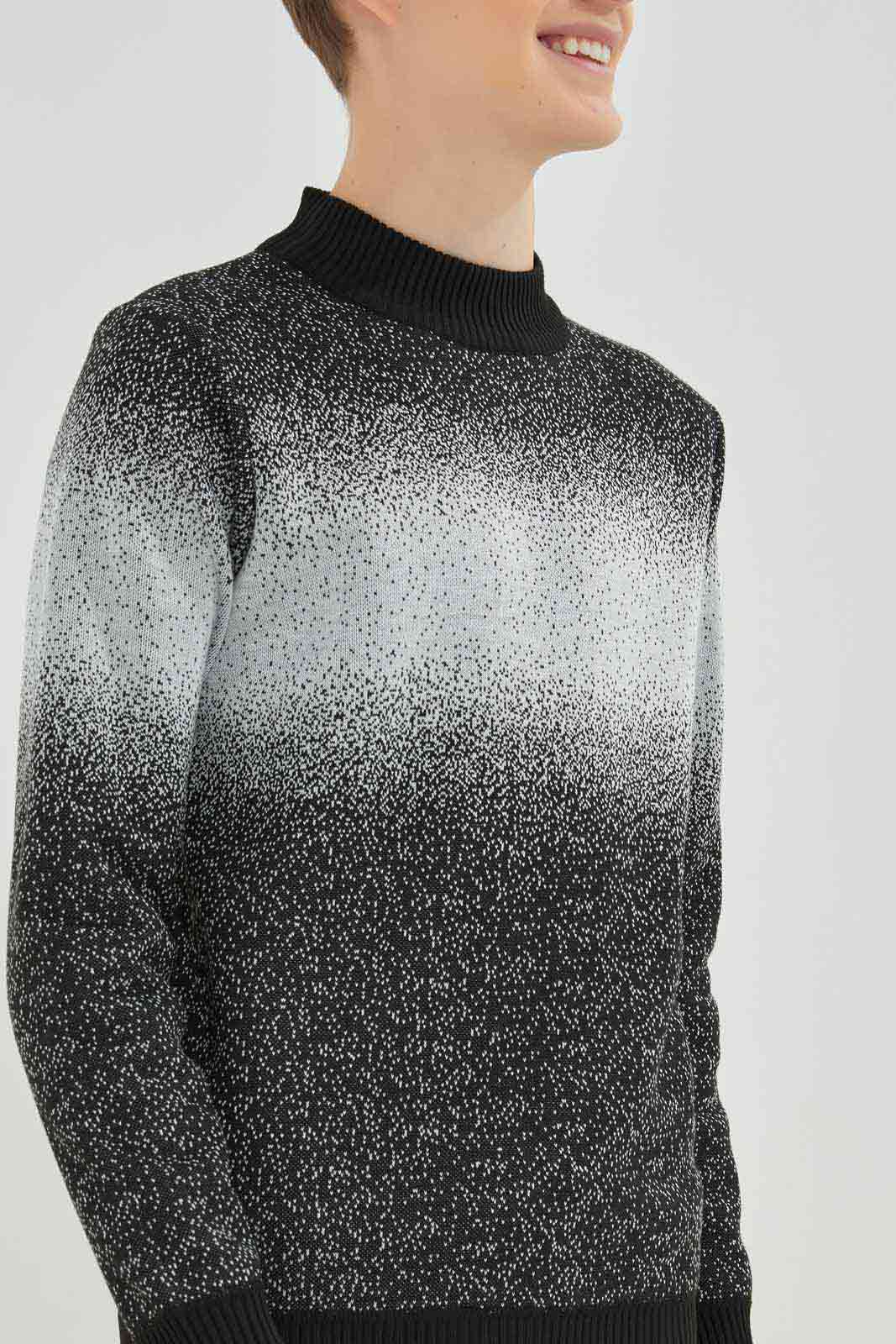 Senior Boys Black And Grey Jacquard Pullover