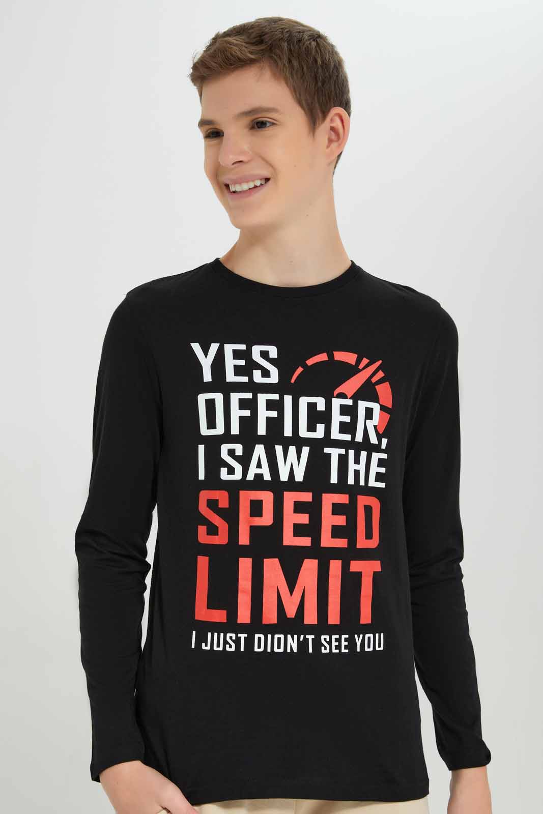 Redtag-Black-Speed-Limit-T-shirt-BSR-T-Shirts,-Category:T-Shirts,-Colour:Black,-Deals:New-In,-Filter:Senior-Boys-(8-to-14-Yrs),-New-In-BSR-APL,-Non-Sale,-Section:Boys-(0-to-14Yrs),-TBL,-W22B-Senior-Boys-9 to 14 Years