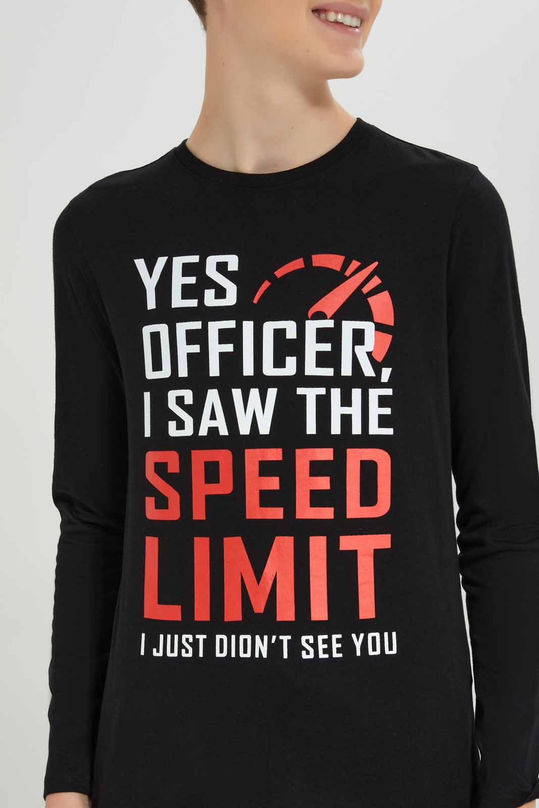 Redtag-Black-Speed-Limit-T-shirt-BSR-T-Shirts,-Category:T-Shirts,-Colour:Black,-Deals:New-In,-Filter:Senior-Boys-(8-to-14-Yrs),-New-In-BSR-APL,-Non-Sale,-Section:Boys-(0-to-14Yrs),-TBL,-W22B-Senior-Boys-9 to 14 Years