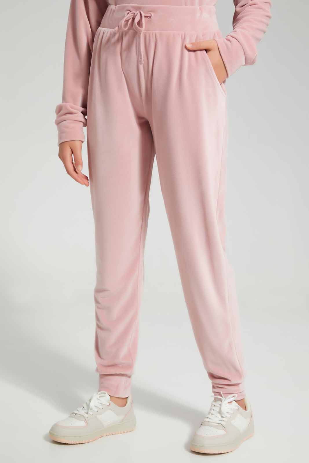 Redtag-Pink-Velour-Pants-Category:Joggers,-Colour:Apricot,-Deals:New-In,-Filter:Senior-Girls-(8-to-14-Yrs),-GSR-Joggers,-New-In-GSR-APL,-Non-Sale,-Section:Girls-(0-to-14Yrs),-TBL,-W22B-Senior-Girls-9 to 14 Years