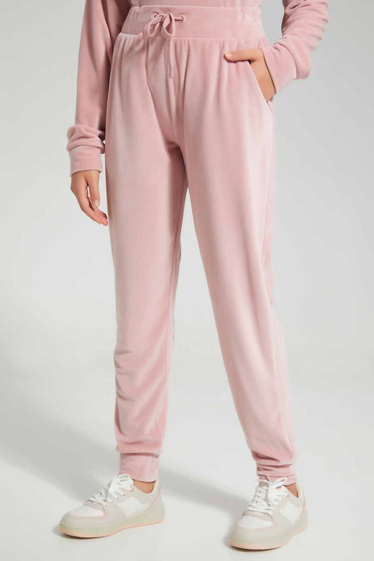Redtag-Pink-Velour-Pants-Category:Joggers,-Colour:Apricot,-Deals:New-In,-Filter:Senior-Girls-(8-to-14-Yrs),-GSR-Joggers,-New-In-GSR-APL,-Non-Sale,-Section:Girls-(0-to-14Yrs),-TBL,-W22B-Senior-Girls-9 to 14 Years