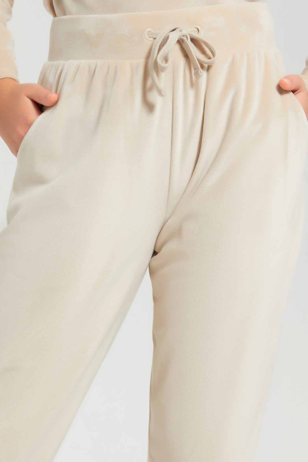 Redtag-Beige-Velour-Pants-Category:Joggers,-Colour:Beige,-Deals:New-In,-Filter:Senior-Girls-(8-to-14-Yrs),-GSR-Joggers,-New-In-GSR-APL,-Non-Sale,-Section:Girls-(0-to-14Yrs),-TBL,-W22B-Senior-Girls-9 to 14 Years