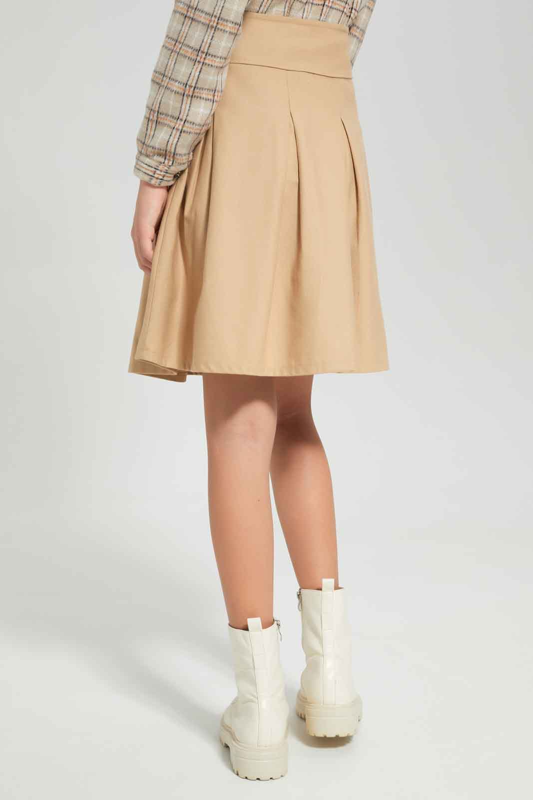 Redtag-Beige-Box-Pleat-Category:Skirts,-Colour:Beige,-Deals:New-In,-Dept:Girls,-Filter:Senior-Girls-(8-to-14-Yrs),-GSR-Skirts,-New-In-GSR-APL,-Non-Sale,-Section:Girls-(0-to-14Yrs),-W22B-Senior-Girls-9 to 14 Years
